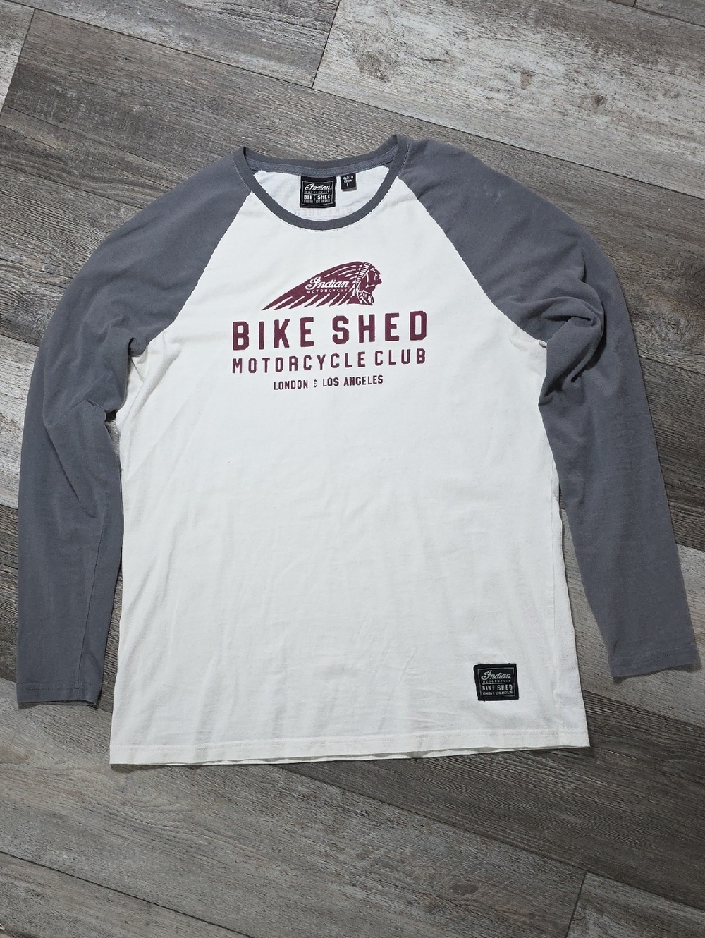 BSMC x Indian Motorcycle Rare Collab Longsleeve Baseball T-Shirt Sz Lg